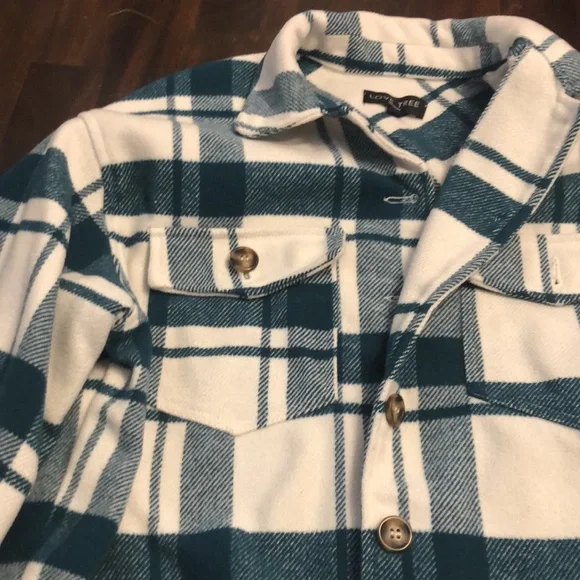 Love Tree Teal and Cream Plaid Jacket - Picture 9 of 11